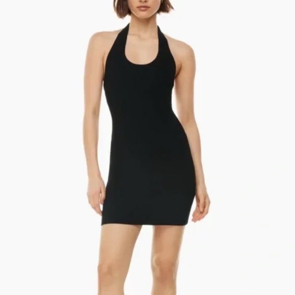 Aritzia Babaton Black Sculpt Knit Backless Halter Dress Small